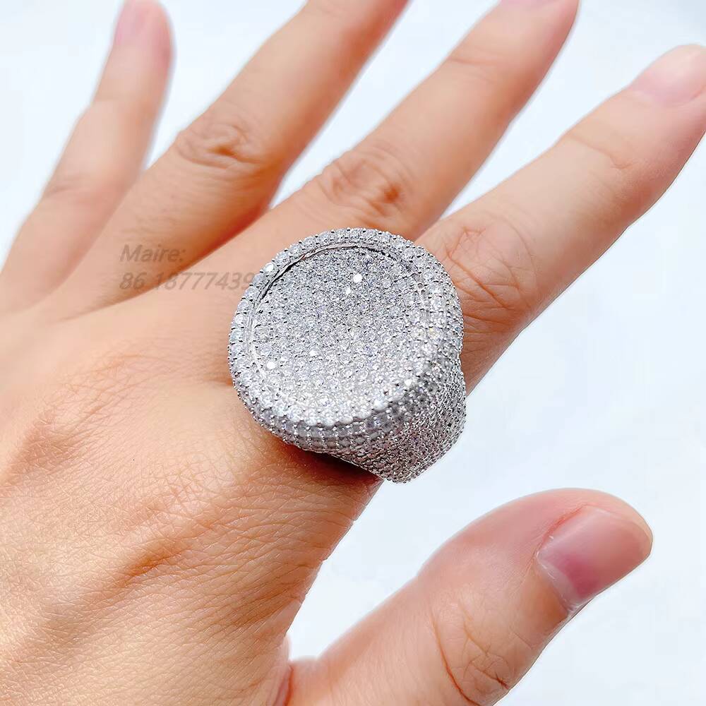 Luxury Style Custom Jewelry Silver 10k 14k 18k Vvs Moissanite Diamond Ring Men Diamond Ring Pass Diamond test Hip Hop Ring