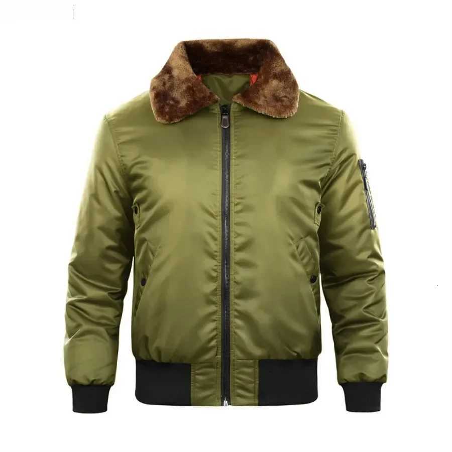 Autumn Winter Bomber Jacket Men New Warm Windproof Fur Collar Jacket Men Coat Outdoor Casual Vintage Military Men Clothing X2507251