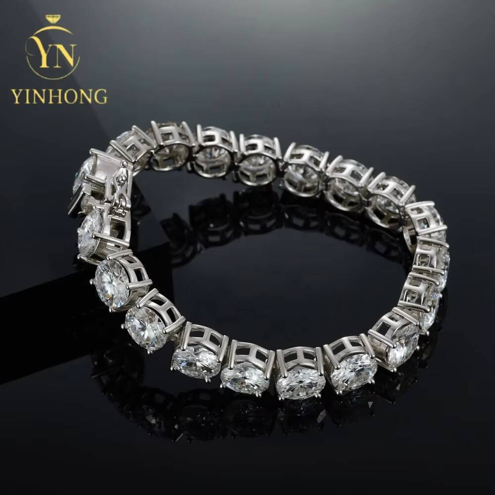 Big Guy 925 Silver Gra 85ct Vvs Moissanite Diamond Tennis Chain Bracelet Fine Hip Hop Jewelry For Men Women