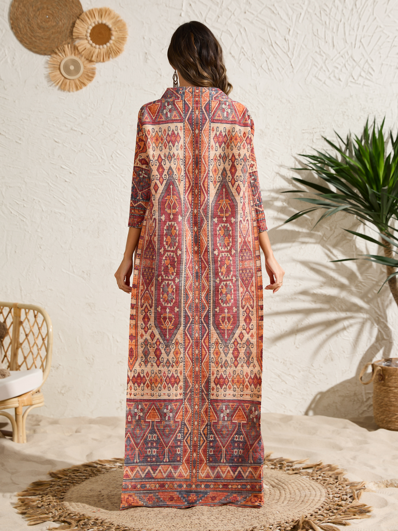 dress Ethnic Clothing Ladies' elegant, loose and printed long-sleeved dress in Arab style NZ013