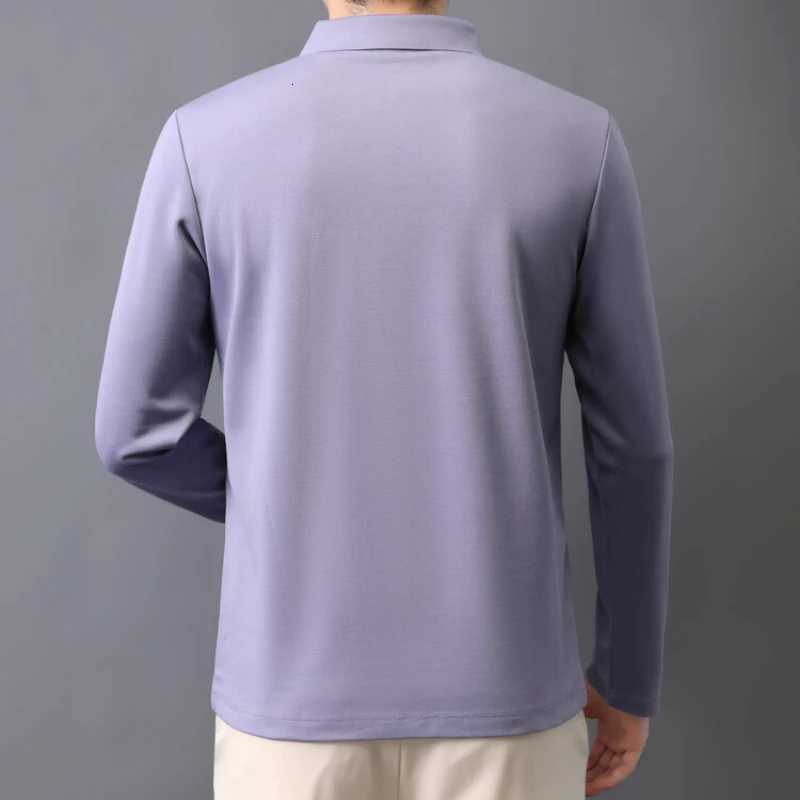 Inner Brushed Mens Long-Sleeved Polo New Autumn Golf T-shirt Luxury Goods Business Casual Top Plus Size Wool Mulberry Silk XJ250725