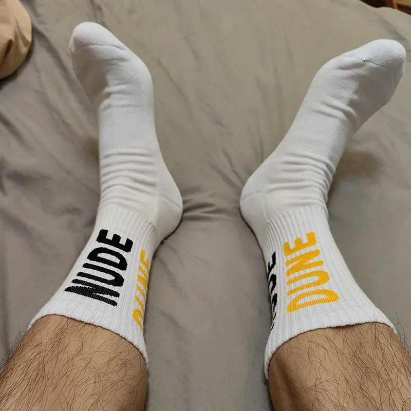 Men Medium Tube Socks Cotton Letters Black Fashion Sports Leisure Thickened Warm Towel Bottom Comfortable Trendy Socks X250725