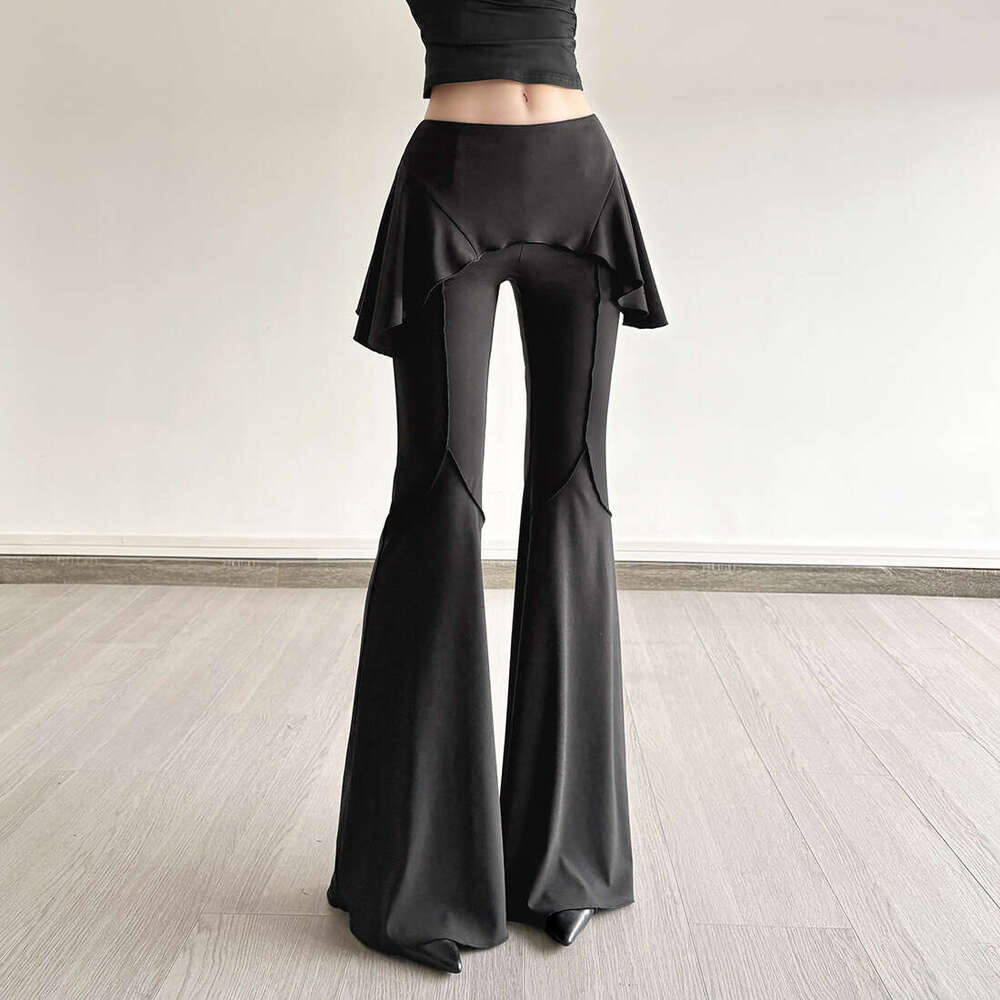 2025 Summer New Casual Fashion Trend Vertical Sense Niche Design Flared Long Pants Women's Wear 16c