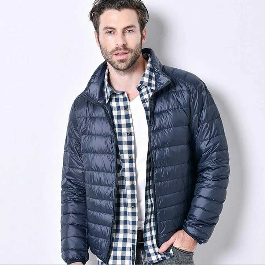 Autumn Ultralight Thin Down Coat Men Feather Large Size Casual Short Jacket Men Stand Collar Down Jacket X250725