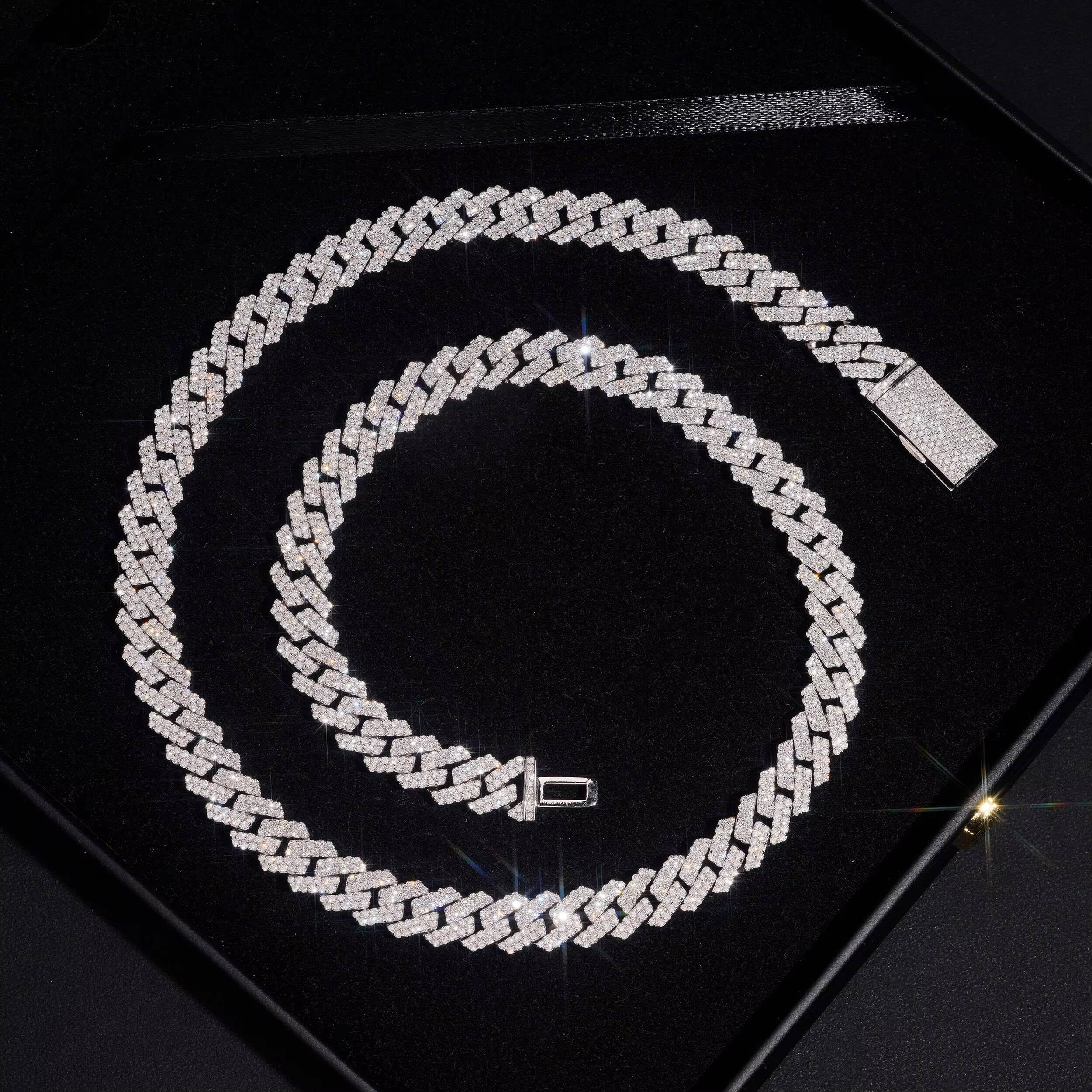 New Arrival VVS Lab Grown Diamonds 10MM Iced Out Cuban Link Chain Necklace 925 Silver