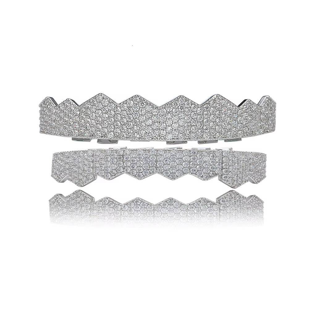Custom Hip Hop Teeth Silver Grillz Iced Out Vvs Natural Diamond Moissanite Grillz for Teeth