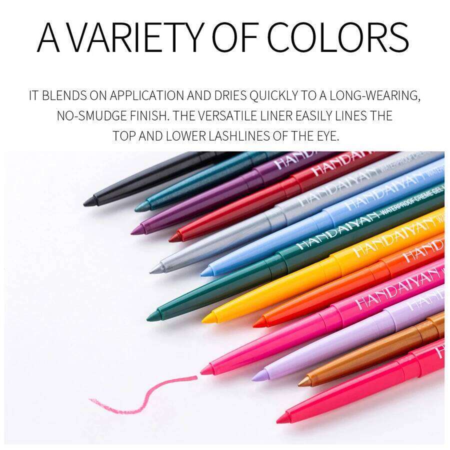 12Pcs/Set Waterproof Eyeliner Gel Colorful Pencils-Sdge-Proof Long-Lasting Beginner-Eyeshadow Pen Eye liner Cream Makeup X250725 X250
