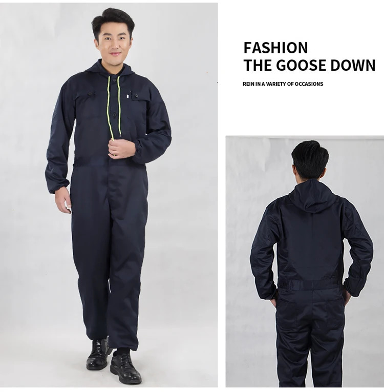 Unisex Work Overalls Hooded Drawstring Wearresistant Reflective Zipper Clothes Pocket Safety Worker Coverall overol hombre 250725
