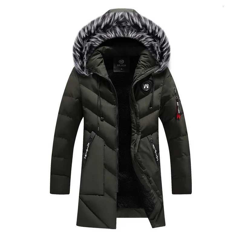 Brown Brand Warm Long Down Coat Men Hoodie Fur Collar Solid Color Puffer Jacket Mens Fashion Commute Office Clothes for Men X250725
