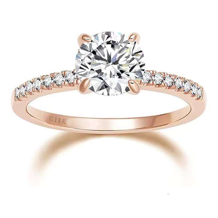 Fine Jewelry White Solid Gold Prongs 2CT Excellent Round Dia with Pave Band Moissanite Rings for Women Wedding