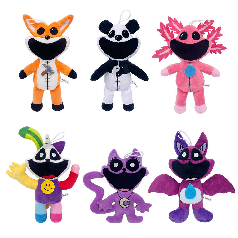 New Smiling Critters Glow-in-the-Dark Big Mouth Purple Cat Bobby Smile Plush Toy