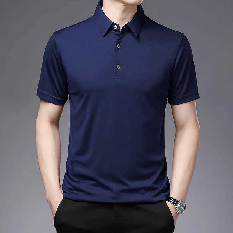 2024 Mens New Solid Color Business Casual Polo Shirt Summer Fashion Casual Short Sleeve Comfortable and Breathable Top XJ250725