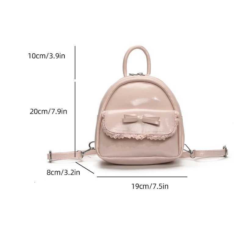 Cute Bow Lace PU Leather Small Backpack Women Portable Travel Bags for Ladies Daily School Backpack Mini Double Shoulder Bag Y250724