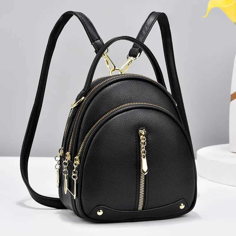 100% PU Large Capacity Backpack Soft Leather Travel Small Backpack Y250724