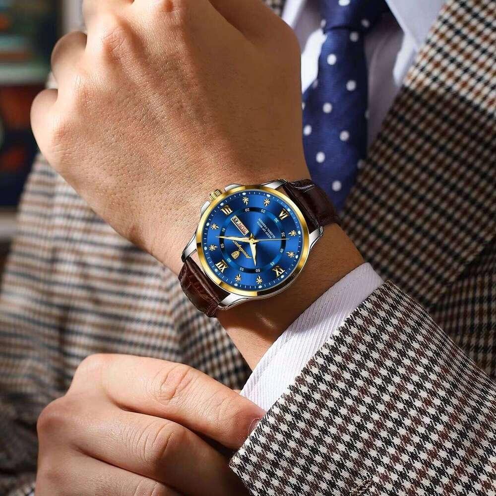 DHwatches POEDAGAR 855 Fashion Waterproof Wristwatch Luminous Hands Leather Strap Mens Style Quartz Watches for Men Montre Relojes