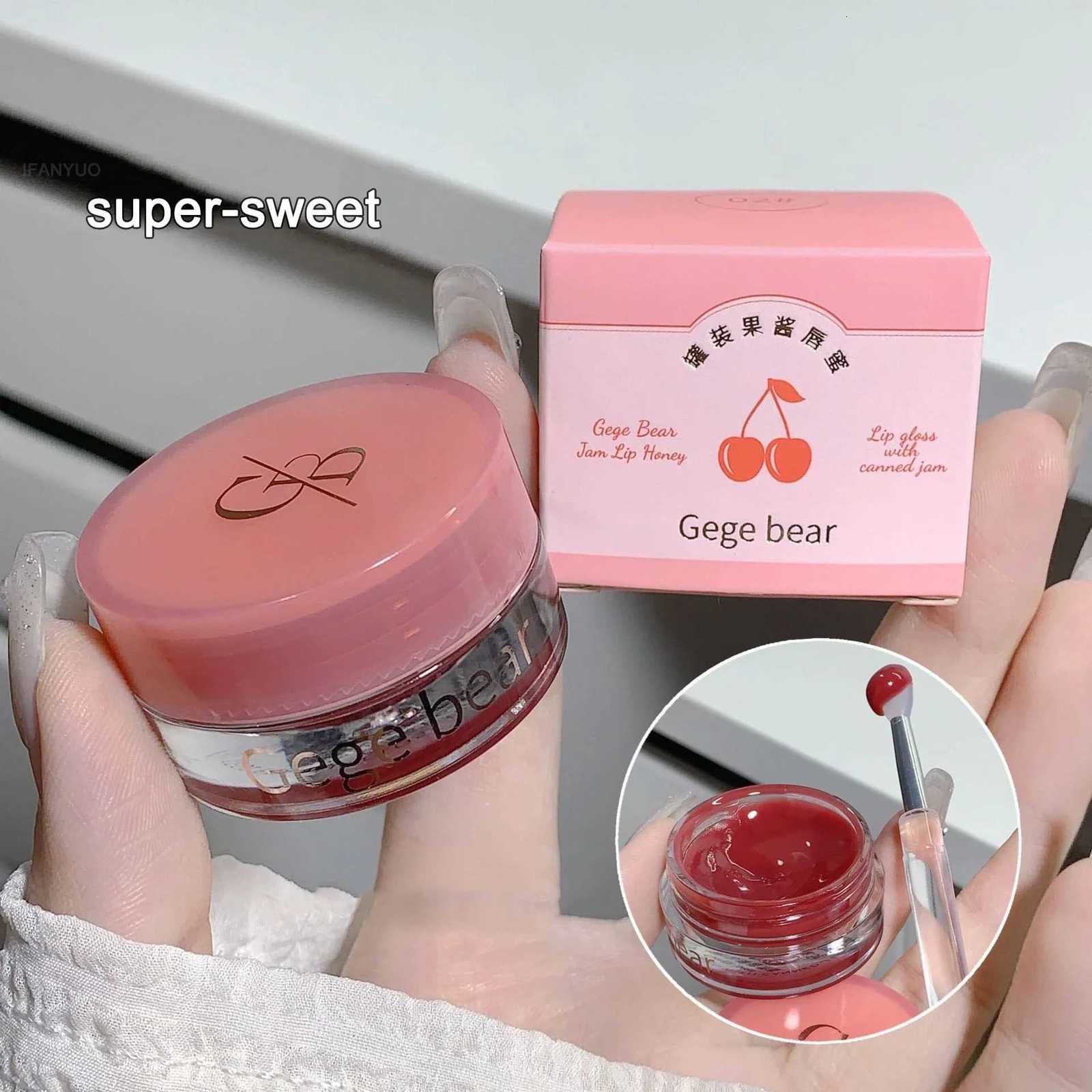 Lip Gloss with Canned Jam Long Lasting Moisturizing Jelly Lip Glaze Mirror Gloss Berry Pigment Liquid Lipstick Thick Lips MakeupXJ250724