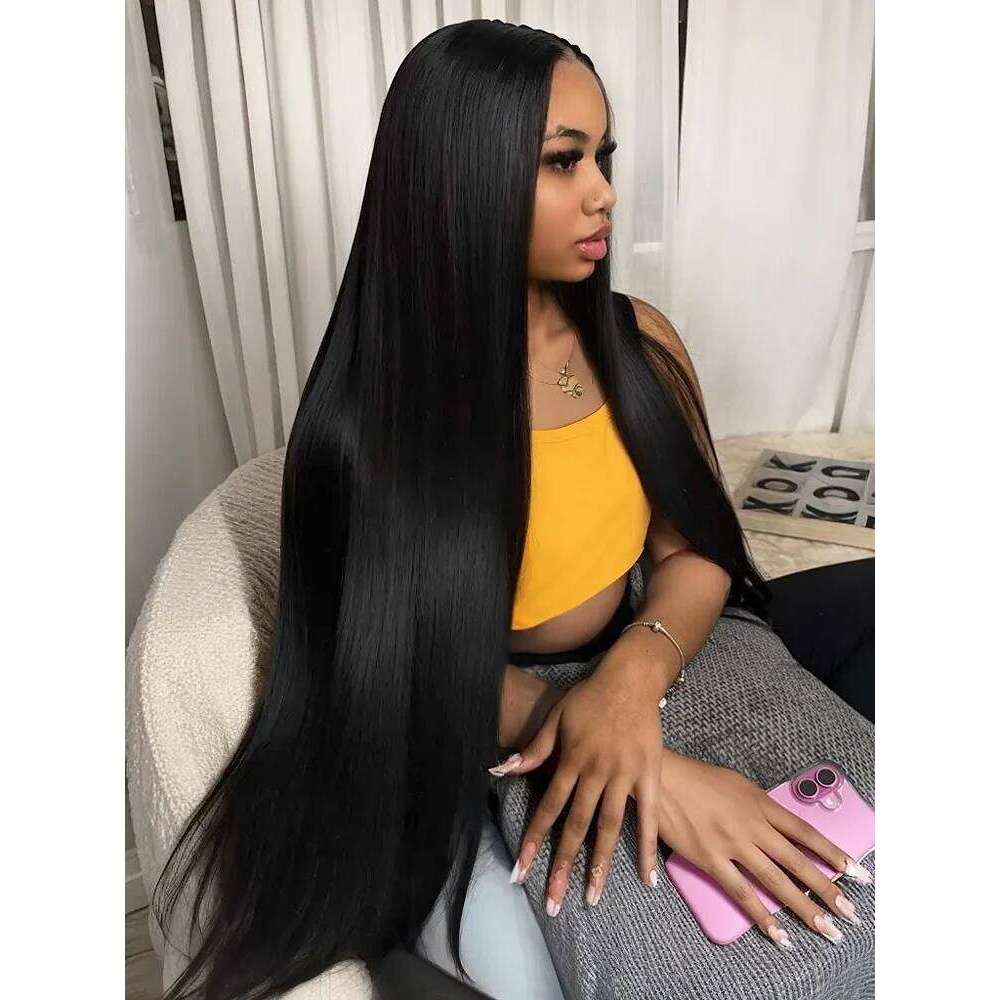 100% Human Hair Bone Straight 13X6 HD Frontal Wigs 5X5 Glueless 30 40 Inch 13X4 Lace Front Wig Black Closure Brazilian Wear