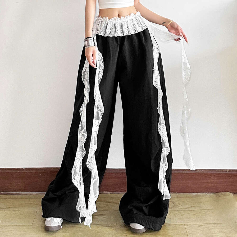 2025 Summer New American Style Trendy Fashion Hip-Hop Irregular Lace Waist Decoration Women's Clothing a26