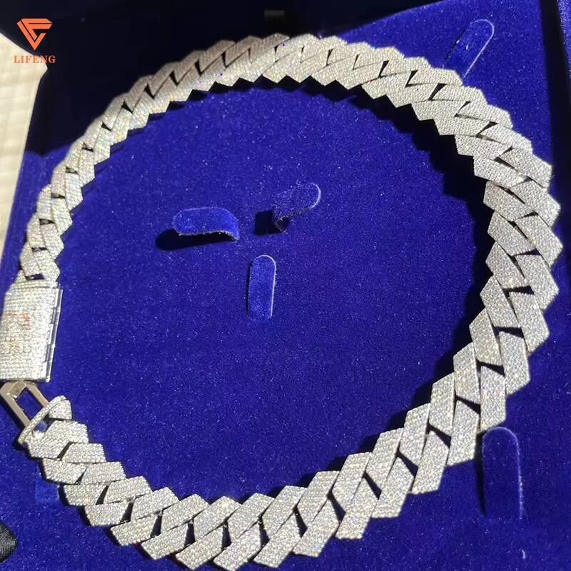 Lifeng Luxury 18mm Moissanite Cuban Chain Custom Jewelry for Hip Hop Fans Iced Out Diamond Cuban Necklace