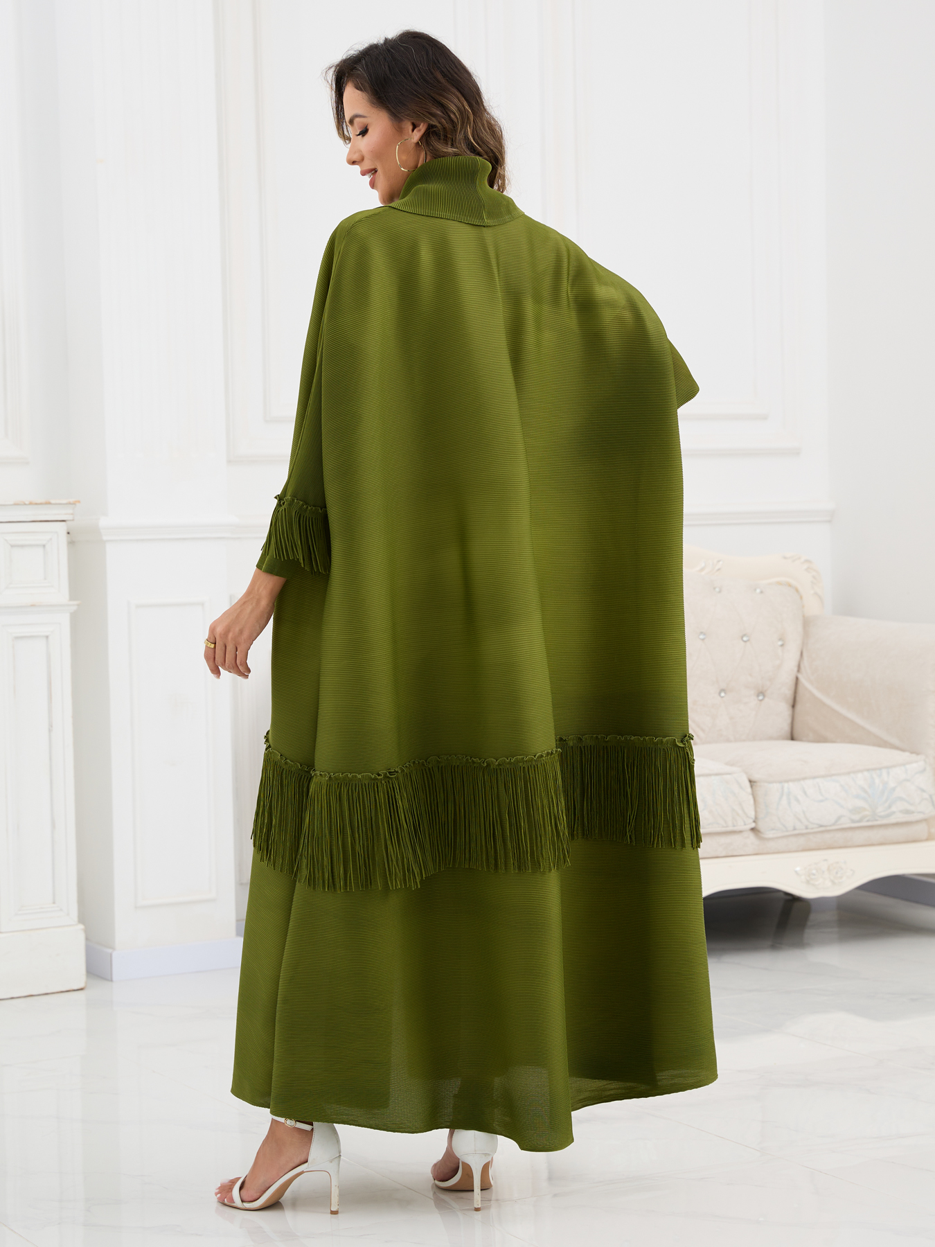 Ethnic Clothing Arabian Style Elegant Loose Cardigan - Trendy Ladies' Outerwear Middle Eastern pleated long robe coat NZ001