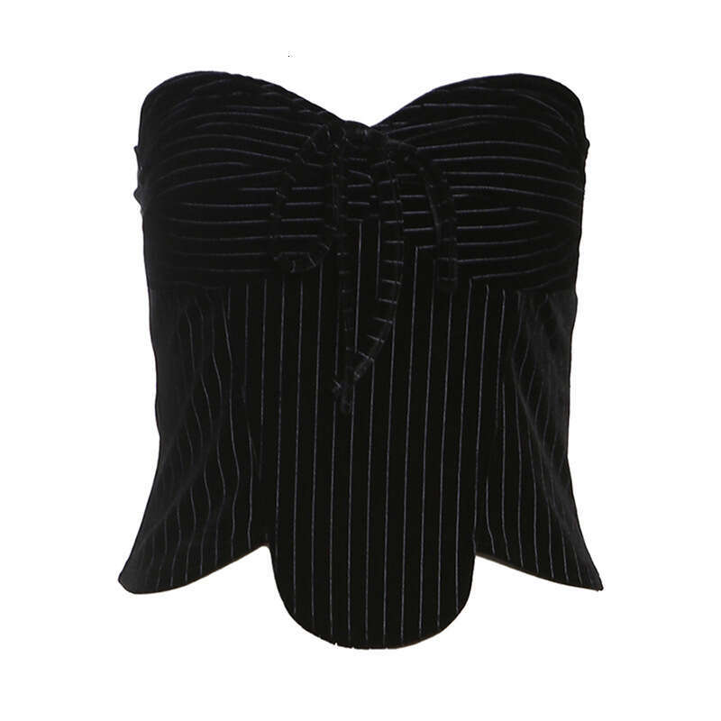 2024 Autumn Winter New Women's Solid Color Slim Street Fashion Off-Shoulder Tube Top Backless Vest 2df