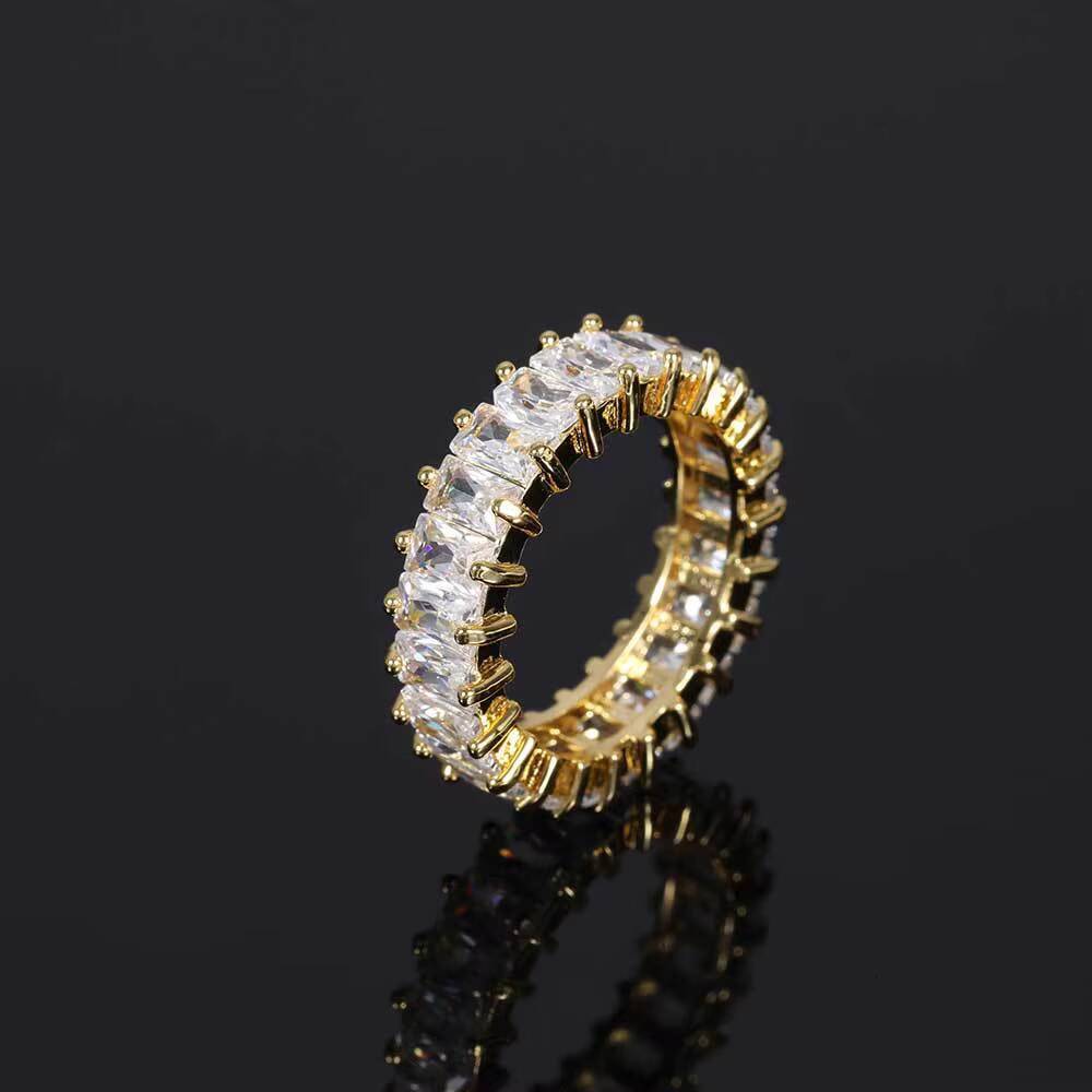 Hot Sale Affordable Ready to Ship GRA 925 Gold Moissanite Ring Iced Out Men Diamond Ring Iced Out Jewelry Infinity Ring
