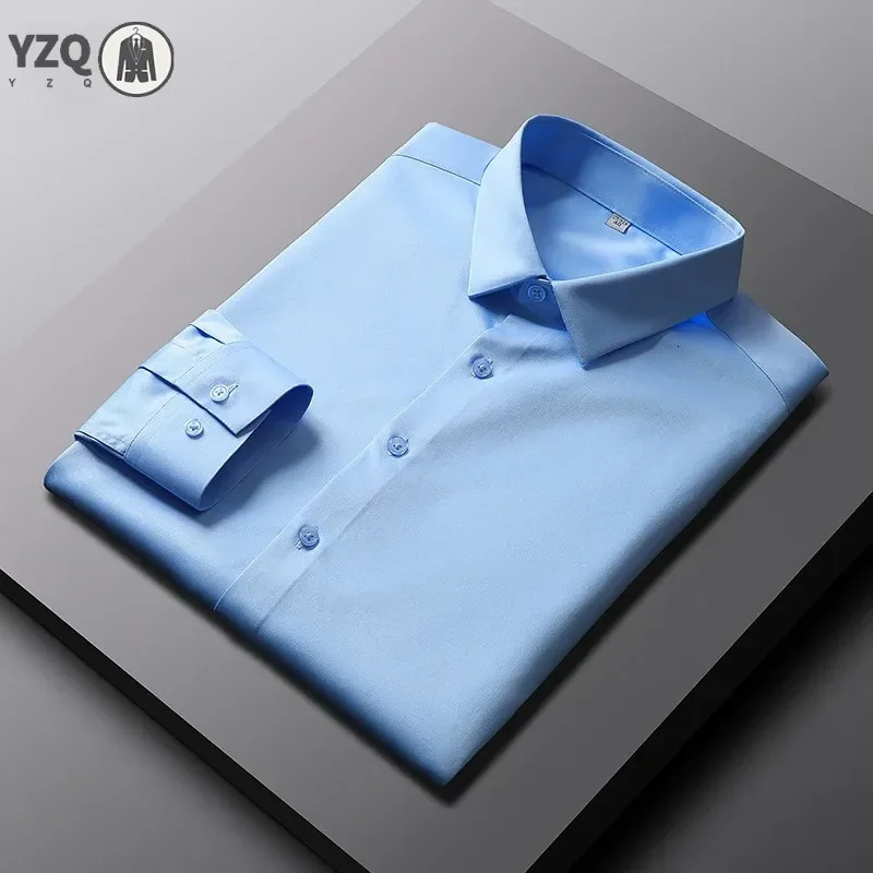Mens Casual and Fashionable Long Sleeved Solid Color Shirt Non Ironing Wrinkle Resistant Business Top 250725