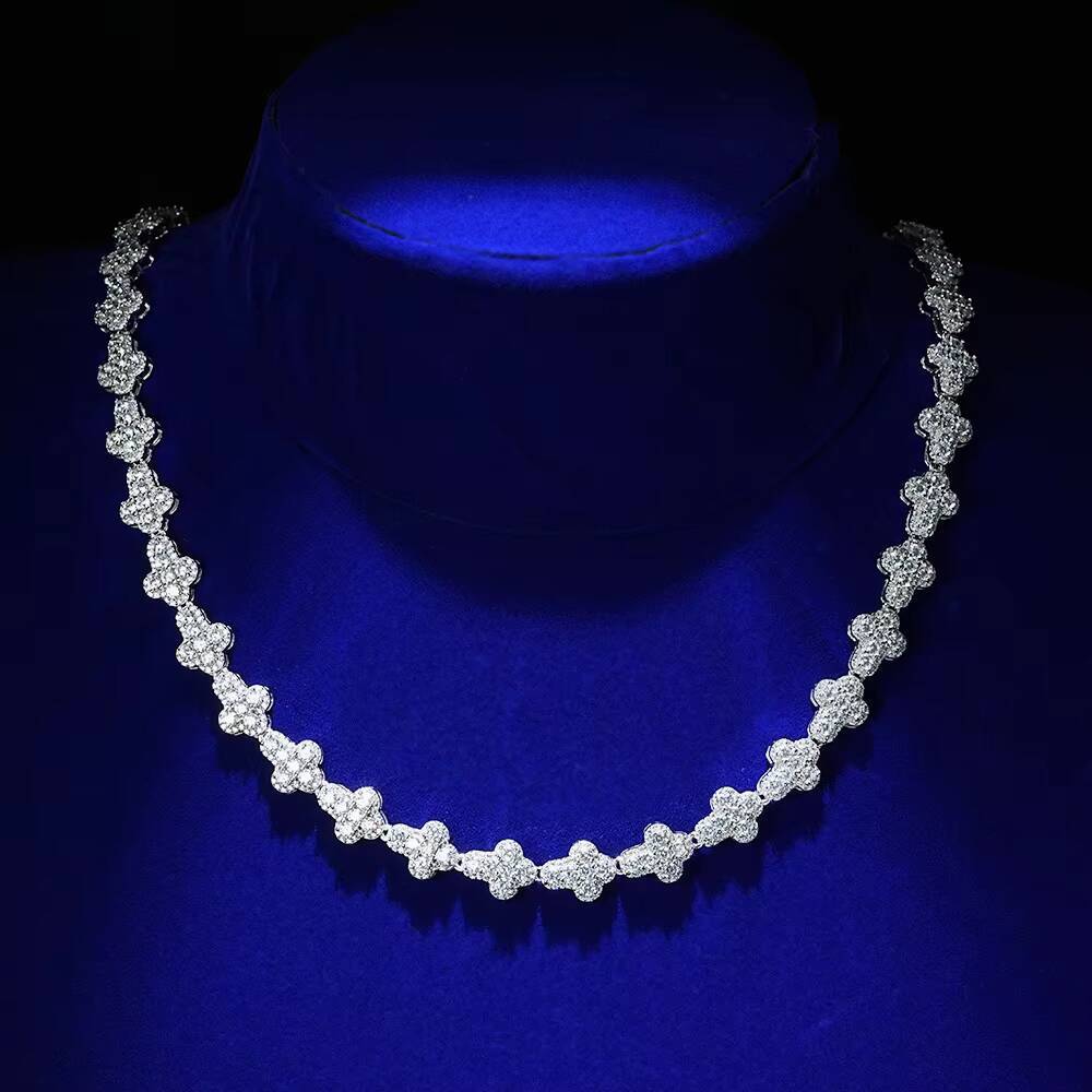 New Cross Chain Iced Out 14K 18K Gold Plated 925 Sterling Silver CZ Diamond VVS Moissanite Cross Link Tennis Chain Necklace