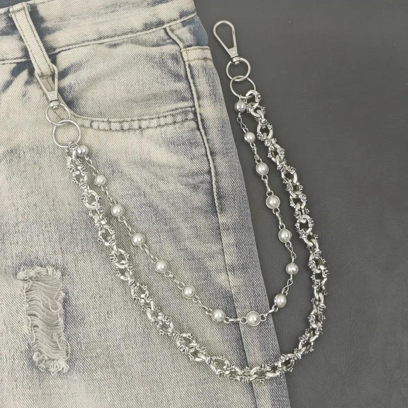 Retro Pearl Skull Pants Chain Fashionable Men And Women Ones Waist Accessories Multifunctional Pearl Chain For Bag 250722