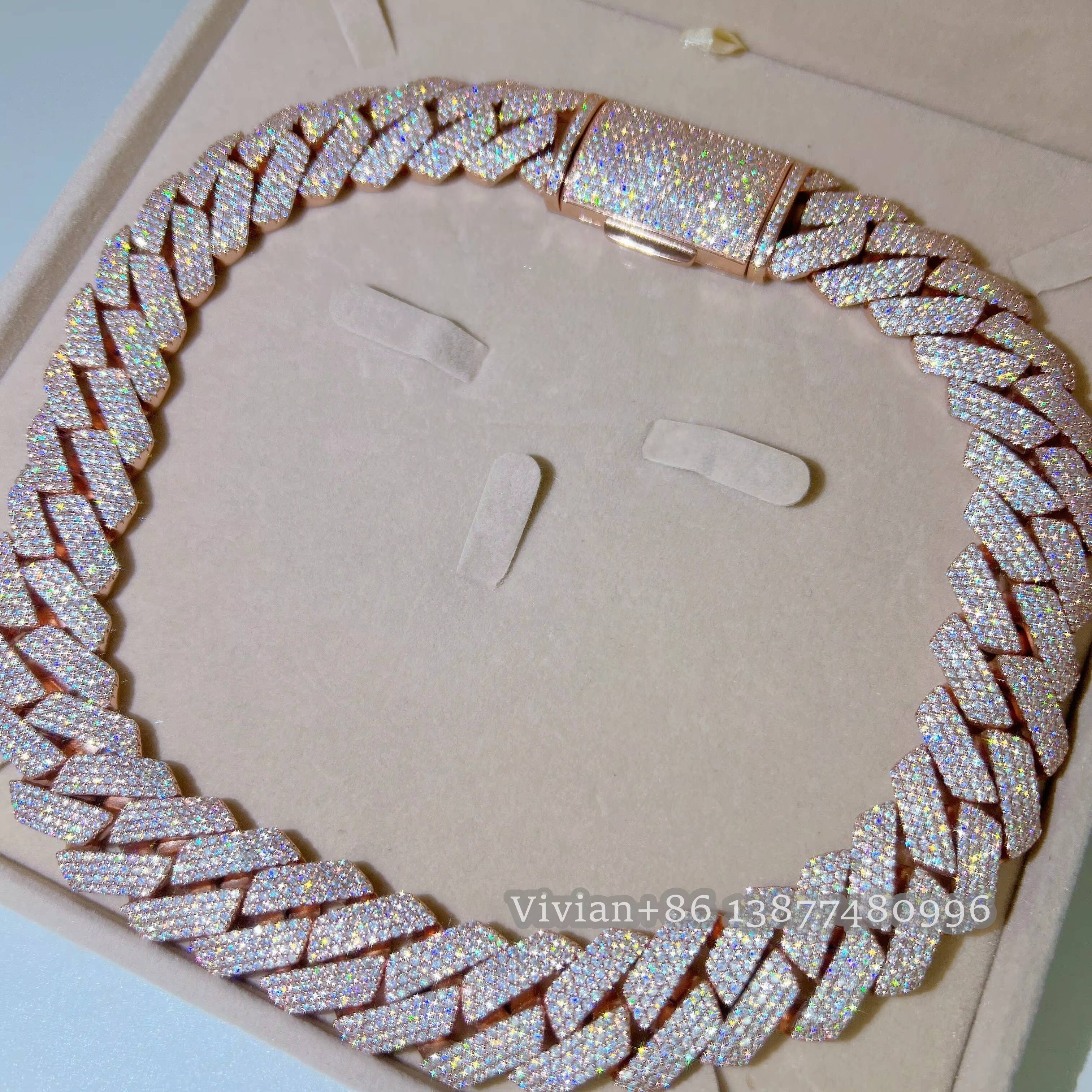 22MM Width Miami Big Heavy Cuban Necklace Sterling Silver VVS Moissanite Hip Hop Jewelry Men Cuban Link Chain