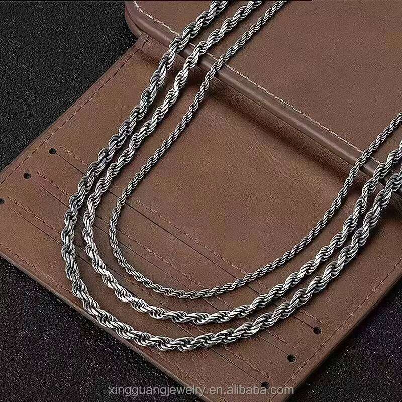 XG Factory Price Hip Hop Rope Chains Solid Sterling Sier Gold Plate Fine Jewelry Necklaces for Men Women