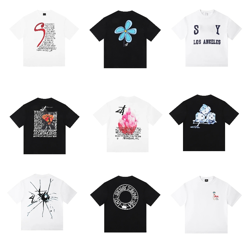 Designer T Shirt Letter Print Cotton Graphic Tee Vintage Hip Hop Loose Sports Short Sleeve Tops Women Clothes Men Streewear