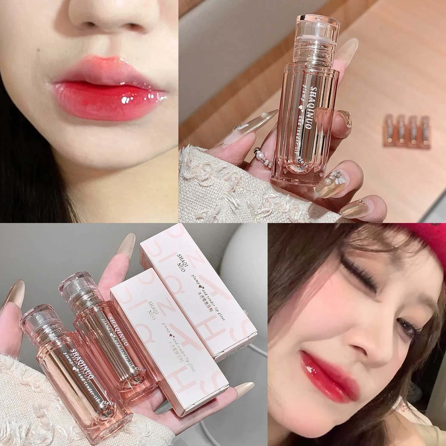 Ice Transparent Lip Gloss Water Light Lip Glaze Lasting Hydration Clear Mirror Liquid Lipstick Moisturizing Non-stick Cup MakeupXJ250724