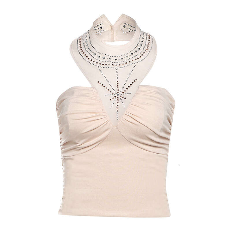2024 Autumn Winter New Women's Solid Color Slim Street Fashion Halter Sexy Backless Tank Top 812