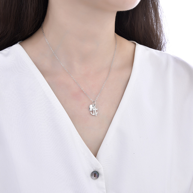 Sterling Sier Heart-shaped fashion Anchor Cross Pendant Women Necklace Jewelry Jewelry for Women