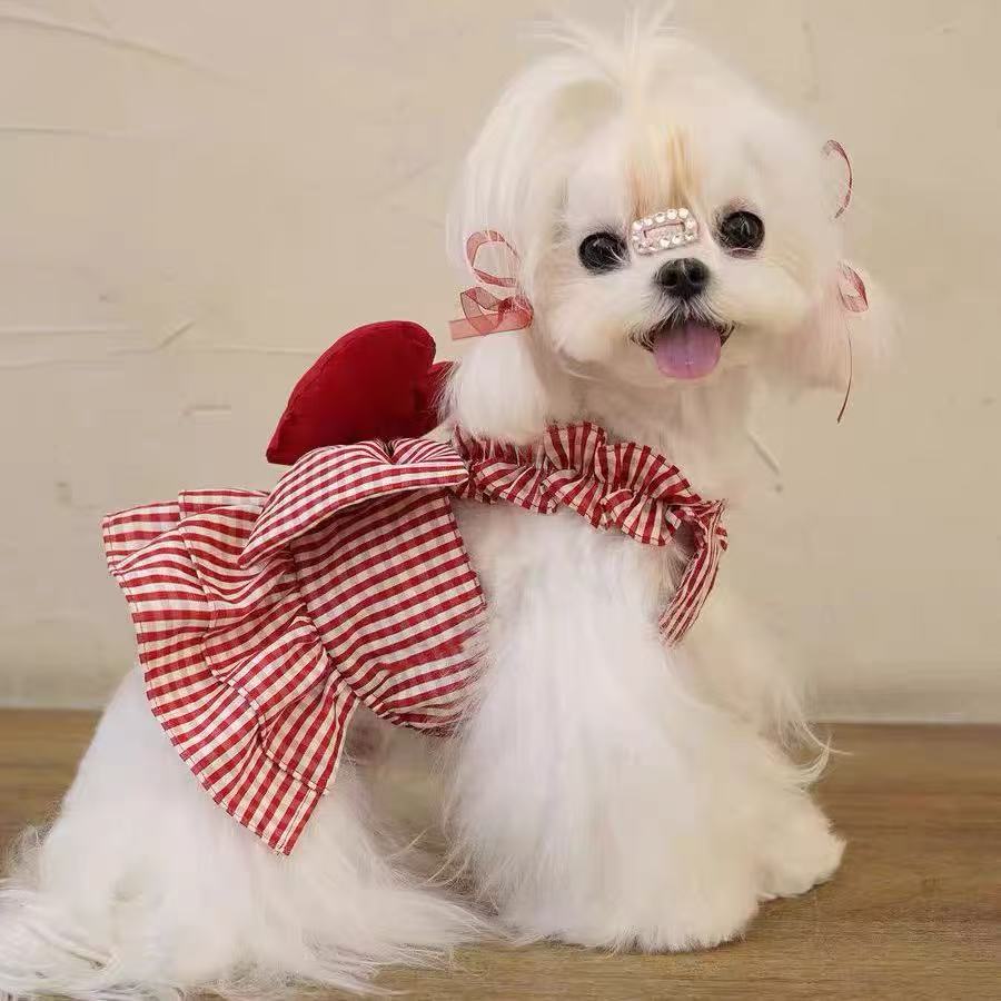 T812 Dog Skirt Spring and Summer Valentine's Day Love Super Cute Mini Skirt Yorkshire Maltese Bichon Pomeranian Clothes