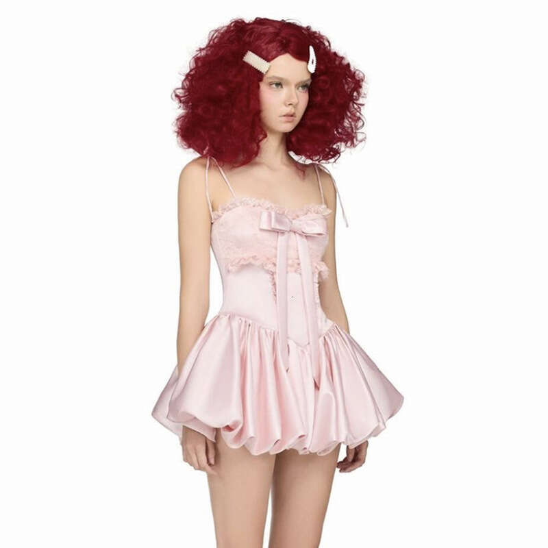 2024 Autumn Winter New Solid Color Sexy Strap Bow Tie Slim Dress 0c8