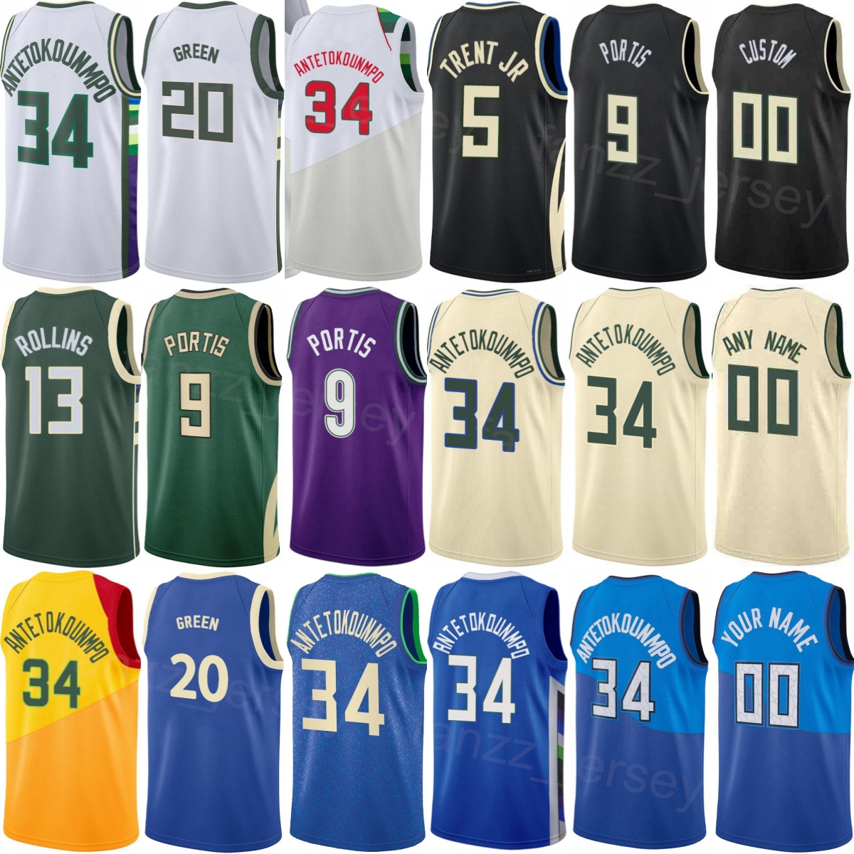 Printed Basketball Taurean Prince Jersey 12 Draft 25 26 Andre Jackson Jr 44 Kevin Porter Jr 3 AJ Green 20 Kyle Kuzma Ryan Rollins Giannis Antetokounmpo Men Youth Women