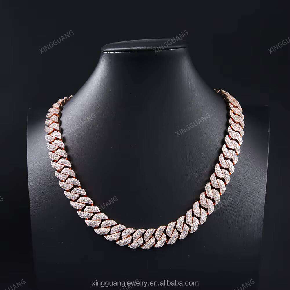 Top Quality 15mm VVS Moissanite Cuban Link Dia Chain S Sier Filled Gold Fine Jewelry Necklace Bracelet Hiphop Men Women