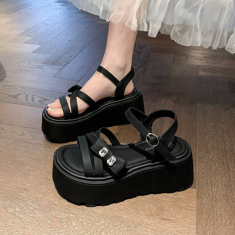 Ddmysports Women S Summer Outdoor Thick Soled Casual Slippers With New Rhinestone Design Silver High Heeled Sandals For Beach And Dress Outdoor Shoes