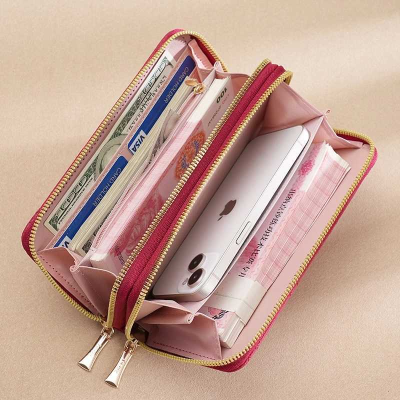 New Womens Long Wallet Korean Double Zipper Clutch Bag Large Capacity Bow Coin Pouch Card Holder Simple Female Purse for Ladies Z250725