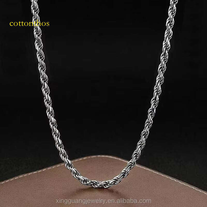 XG Factory Price Hip Hop Rope Chains Solid Sterling Sier Gold Plate Fine Jewelry Necklaces for Men Women
