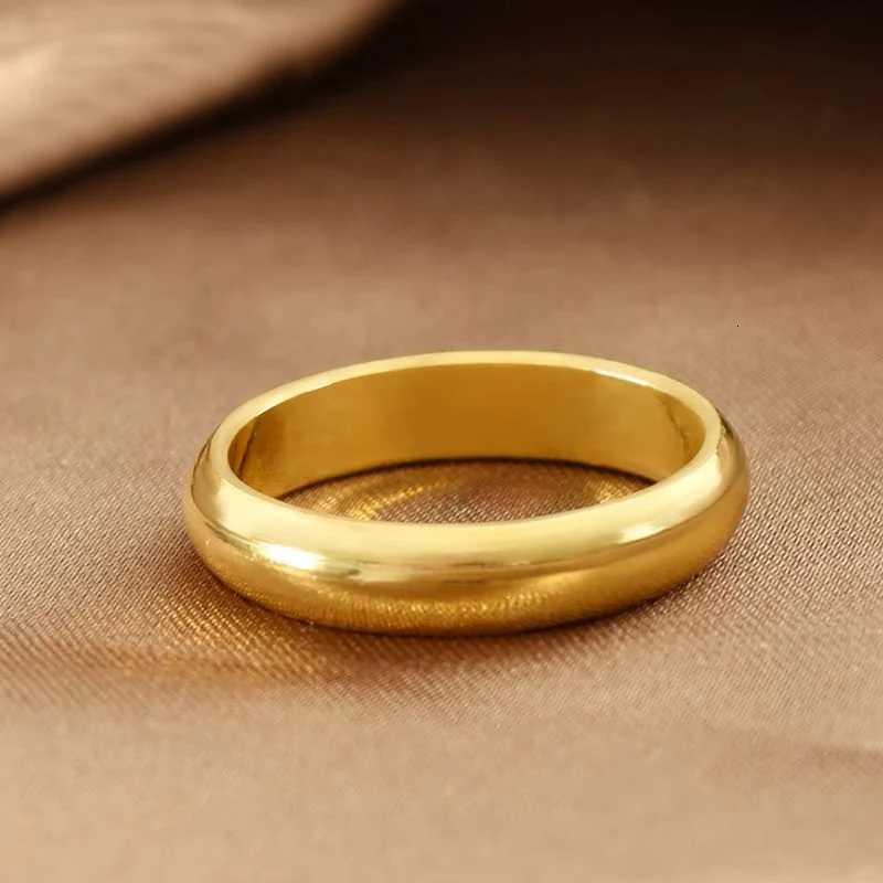 Fading free 18K gold glossy ring classic couple engagement and wedding ring neutral silver 925 jewelry fashion accessory W250417