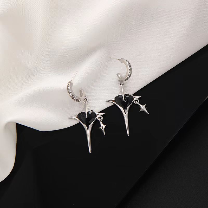 Korean Niche Design Cross Structure Enamel Heart Star Earrings High-end Ins Minimalist Necklace Jewelry for Women