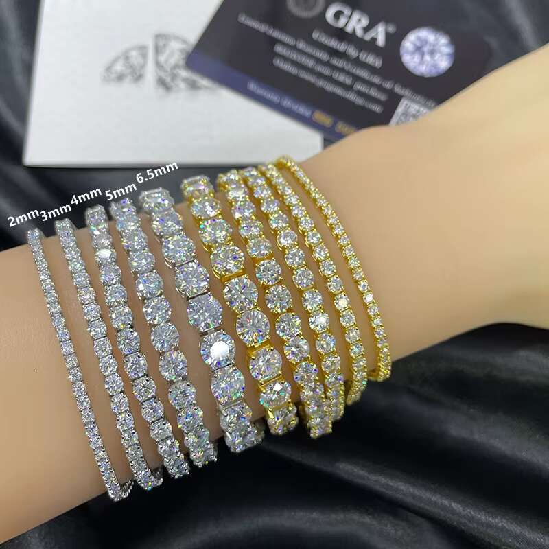Multi-color designer style necklace of high qualityWhite GRA Tennis Chain Ice Out Sier Hiphop Men Moissanite Bracelet