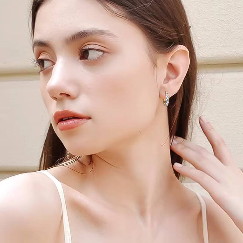 S925 Sterling Silver Exquisite Jewelry Rhodium Plated Hoop Earrings Luxury 7.2CT4MM Full Moissanite Diamond Earrings for Women