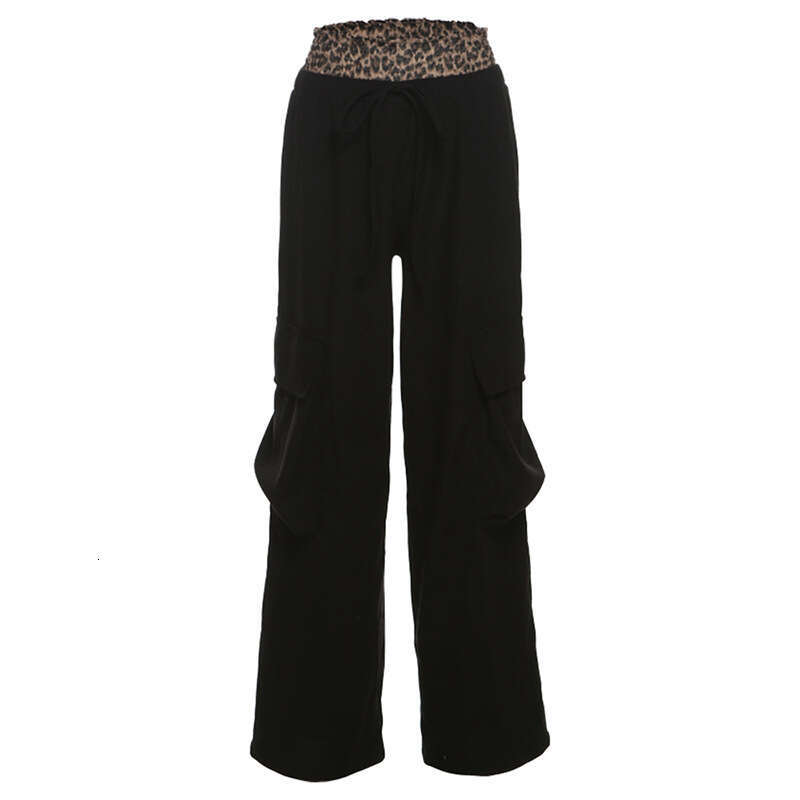 2024 Autumn New Women's Solid Color Loose Street Fashion High Waist Straight Cargo Wide Leg Pants 8b2