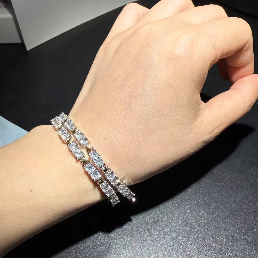 Bling Fashion Women Jewelry Set Full Paved 5A CZ High Polished Two Tone Plated Star Tennis Chain Necklace Bracelet