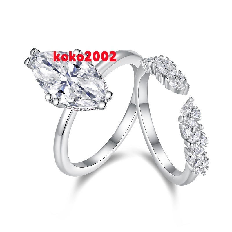 De 925 Silver 7*14mm Marquise Cut Moissanite Ring Moissanite Women Ring Moissanite Rings for Women with Certificate