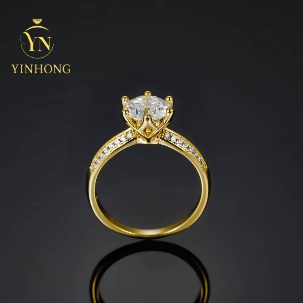 Customized 2ct Six Claw Plating 18k White Gold Sterling Silver 925 Moissanite Ring Diamond Ring for Women Gift
